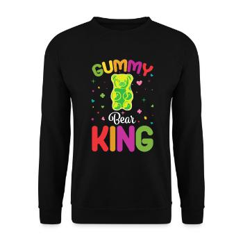 Gümmibär König der Süßigkeiten - Unisex Pullover - Schwarz - Vorne - Alina (178cm) & Michal (187cm)