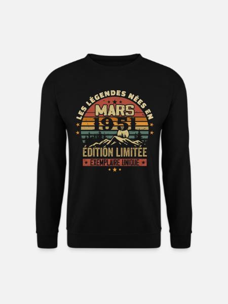 Vintage 1951 March Retro Anniversary Gift 1951 - Unisex Sweatshirt - black