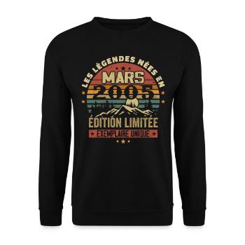 Vintage 2005 Mars Cadeau Anniversaire Rétro 2005 - Sweat-shirt Unisexe - noir - Devant - Alina (178cm) & Michal (187cm)
