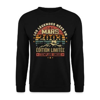 Vintage 2003 Mars Cadeau Anniversaire Rétro 2003 - Sweat-shirt Unisexe - noir - Devant - Alina (178cm) & Michal (187cm)
