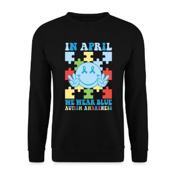 Autism Awareness in April We Wear Blue - Unisex Sweatshirt - black - Front - Alina (178cm) & Michal (187cm)