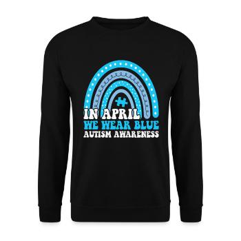 Autism Awareness in April We Wear Blue - Unisex Sweatshirt - black - Front - Alina (178cm) & Michal (187cm)