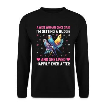 Perruche ondulée, ami à plumes, observation des oiseaux - Sweat-shirt Unisexe - noir - Devant - Alina (178cm) & Michal (187cm)
