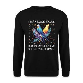 Perruche ondulée, ami à plumes, observation des oiseaux - Sweat-shirt Unisexe - noir - Devant - Alina (178cm) & Michal (187cm)
