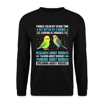 Perruche ondulée, ami à plumes, observation des oiseaux - Sweat-shirt Unisexe - noir - Devant - Alina (178cm) & Michal (187cm)