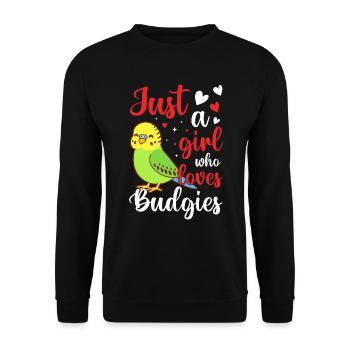 Perruche ondulée, ami à plumes, observation des oiseaux - Sweat-shirt Unisexe - noir - Devant - Alina (178cm) & Michal (187cm)