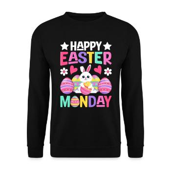 Happy Easter Monday! Easter Easter Eggs Easter Bunny - Unisex Sweatshirt - black - Front - Alina (178cm) & Michal (187cm)