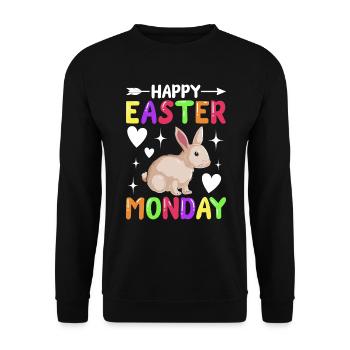 Happy Easter Monday! Easter Easter Eggs Easter Bunny - Unisex Sweatshirt - black - Front - Alina (178cm) & Michal (187cm)