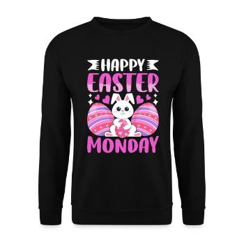 Happy Easter Monday! Easter Easter Eggs Easter Bunny - Unisex Sweatshirt - black - Front - Alina (178cm) & Michal (187cm)