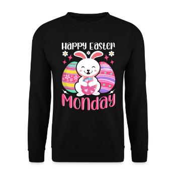 Happy Easter Monday! Easter Easter Eggs Easter Bunny - Unisex Sweatshirt - black - Front - Alina (178cm) & Michal (187cm)