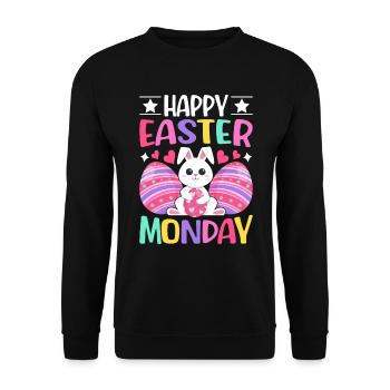 Joyeux lundi de Pâques ! Oeufs de Pâques Lapin de Pâques - Sweat-shirt Unisexe - noir - Devant - Alina (178cm) & Michal (187cm)