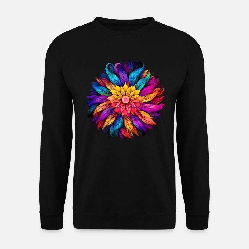 Rainbow Feather Mandala - Unisex Sweatshirt - black