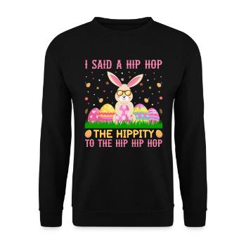 Joyeuses Pâques avec le lapin de Pâques - Sweat-shirt Unisexe - noir - Devant - Alina (178cm) & Michal (187cm)