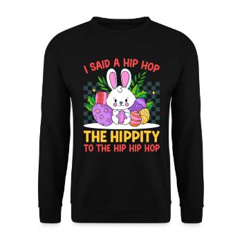 Joyeuses Pâques avec le lapin de Pâques - Sweat-shirt Unisexe - noir - Devant - Alina (178cm) & Michal (187cm)