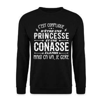 C'est Compliqué d etre Princesse et Conasse - Sweat-shirt Unisexe - noir - Devant - Alina (178cm) & Michal (187cm)