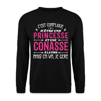 C'est Compliqué d etre Princesse et Conasse - Sweat-shirt Unisexe - noir - Devant - Alina (178cm) & Michal (187cm)