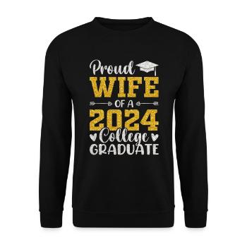 Fière épouse d’un étudiant diplômé de l’université 2024 - Sweat-shirt Unisexe - noir - Devant - Alina (178cm) & Michal (187cm)