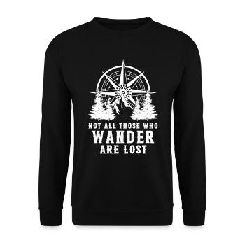 Wandern - nicht alle, die wandern, sind verloren! - Unisex Pullover - Schwarz - Vorne - Alina (178cm) & Michal (187cm)