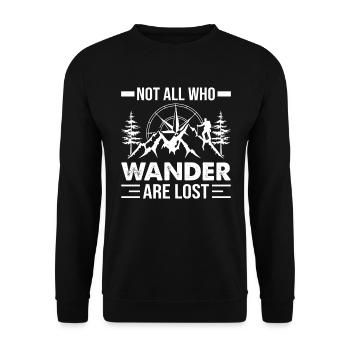 Wandern - nicht alle, die wandern, sind verloren! - Unisex Pullover - Schwarz - Vorne - Alina (178cm) & Michal (187cm)
