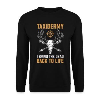 Taxidermie Jagdtrophäe - totes zum Leben erwecken - Unisex Pullover - Schwarz - Vorne - Alina (178cm) & Michal (187cm)