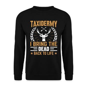 Taxidermie Jagdtrophäe - totes zum Leben erwecken - Unisex Pullover - Schwarz - Vorne - Alina (178cm) & Michal (187cm)