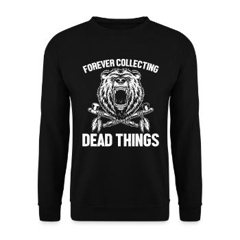 Taxidermie Jagdtrophäe - tote Tiere sammeln - Unisex Pullover - Schwarz - Vorne - Alina (178cm) & Michal (187cm)