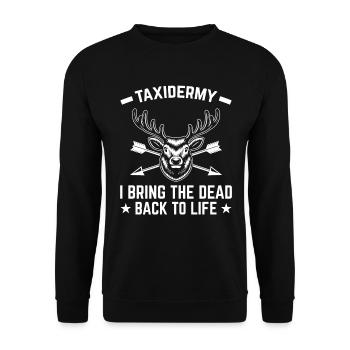 Taxidermie Jagdtrophäe - totes zum Leben erwecken - Unisex Pullover - Schwarz - Vorne - Alina (178cm) & Michal (187cm)