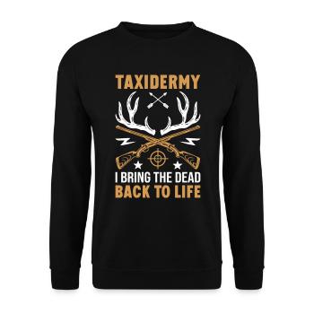 Taxidermie Jagdtrophäe - totes zum Leben erwecken - Unisex Pullover - Schwarz - Vorne - Alina (178cm) & Michal (187cm)
