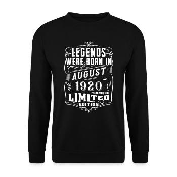 Anniversaire Août 1920 Année Edition Limitée - Sweat-shirt Unisexe - noir - Devant - Alina (178cm) & Michal (187cm)