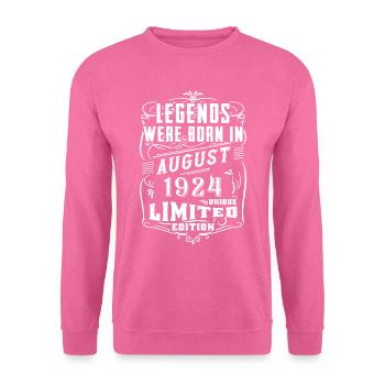 Anniversaire Août 1924 Année Edition Limitée - Sweat-shirt Unisexe - rose - Devant