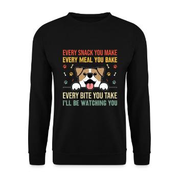 Hunde - Every snack you make i´ll be watching you! - Unisex Pullover - Schwarz - Vorne - Alina (178cm) & Michal (187cm)