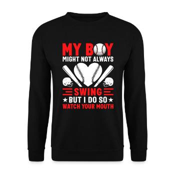 Baseball Mon garçon ne frappe pas toujours, je le fais - Sweat-shirt Unisexe - noir - Devant - Alina (178cm) & Michal (187cm)