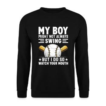 Baseball Mon garçon ne frappe pas toujours, je le fais - Sweat-shirt Unisexe - noir - Devant - Alina (178cm) & Michal (187cm)