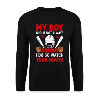 Baseball Mon garçon ne frappe pas toujours, je le fais - Sweat-shirt Unisexe - noir - Devant - Alina (178cm) & Michal (187cm)