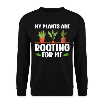 MY PLANTS ARE ROOTING FOR ME - Unisex Sweatshirt - black - Front - Alina (178cm) & Michal (187cm)