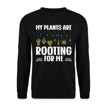 MY PLANTS ARE ROOTING FOR ME - Unisex Sweatshirt - black - Front - Alina (178cm) & Michal (187cm)