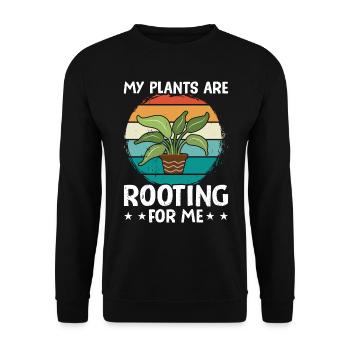 MY PLANTS ARE ROOTING FOR ME - Unisex Sweatshirt - black - Front - Alina (178cm) & Michal (187cm)