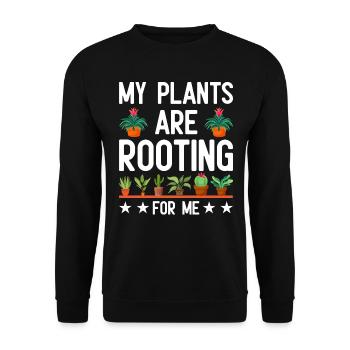 MY PLANTS ARE ROOTING FOR ME - Unisex Pullover - Schwarz - Vorne - Alina (178cm) & Michal (187cm)