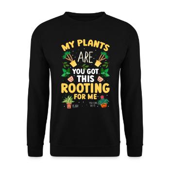 MY PLANTS ARE ROOTING FOR ME - Unisex Sweatshirt - black - Front - Alina (178cm) & Michal (187cm)