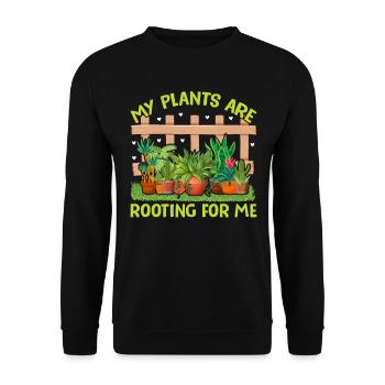 MY PLANTS ARE ROOTING FOR ME - Unisex Sweatshirt - black - Front - Alina (178cm) & Michal (187cm)
