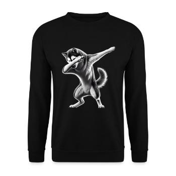 Dabbing Dogs Animal Lover Dab Siberian Husky - Unisex Sweatshirt - black - Front - Alina (178cm) & Michal (187cm)