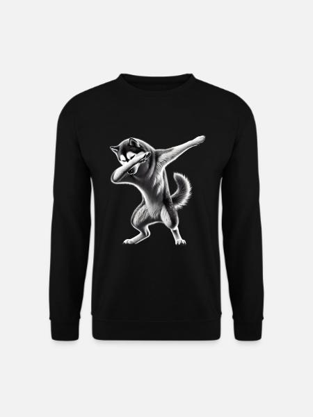 Dabbing Hunde Tierliebhaber Dab Sibirischer Husky - Unisex Pullover - Schwarz