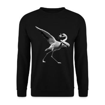 Funny Dabbing Flamingo Farmer Animal Lover Dab - Unisex Sweatshirt - black - Front - Alina (178cm) & Michal (187cm)