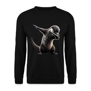 Funny Dabbing Otter Dance Animal Lover Dab - Unisex Sweatshirt - black - Front - Alina (178cm) & Michal (187cm)