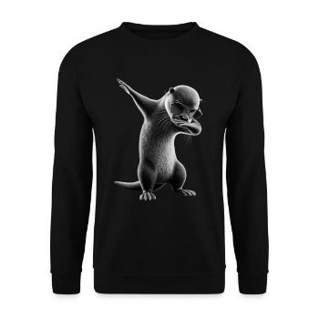 Funny Dabbing Otter Dance Animal Lover Dab - Unisex Sweatshirt - black - Front - Alina (178cm) & Michal (187cm)