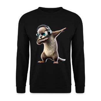 Funny Dabbing Otter Dance Animal Lover Dab - Unisex Sweatshirt - black - Front - Alina (178cm) & Michal (187cm)
