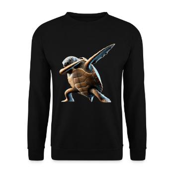 Drôle Dabbing Tortue de mer Amoureux des animaux - Sweat-shirt Unisexe - noir - Devant - Alina (178cm) & Michal (187cm)