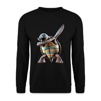 Drôle Dabbing Tortue de mer Amoureux des animaux - Sweat-shirt Unisexe - noir - Devant - Alina (178cm) & Michal (187cm)