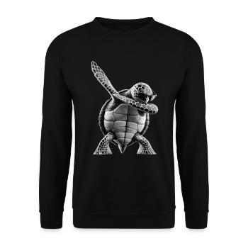 Drôle Dabbing Tortue de mer Amoureux des animaux - Sweat-shirt Unisexe - noir - Devant - Alina (178cm) & Michal (187cm)