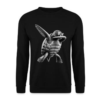 Drôle Dabbing Tortue de mer Amoureux des animaux - Sweat-shirt Unisexe - noir - Devant - Alina (178cm) & Michal (187cm)